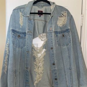 Distressed denim jacket